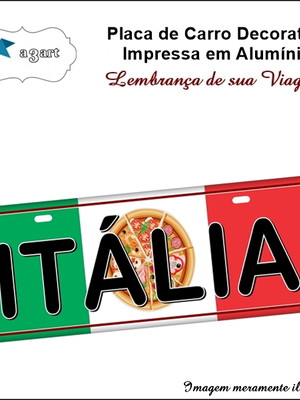 Placa de carro decorativa de sua lembrança da itália