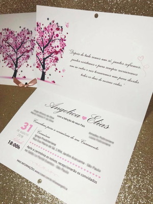 Convite para casamento - floral rústico - árvore