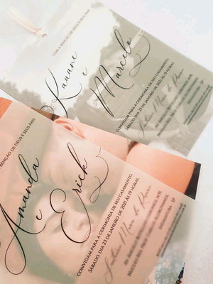 Convite casamento papel vegetal