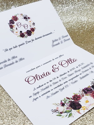 Promoção! convite de casamento marsala