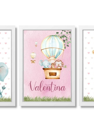 Quadro decoração infantil quarto de menina safari menina
