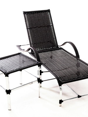 Kit 1 espreguiçadeira + mesa de centro juncada piscina vime