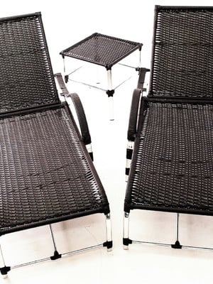 Conjunto 2 espreguiçadeiras + mesa de centro em vime junco