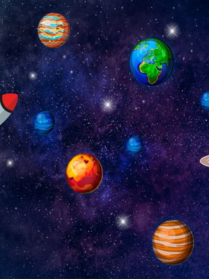 Painel tecido sublimado 3d astronauta universo 3x2m