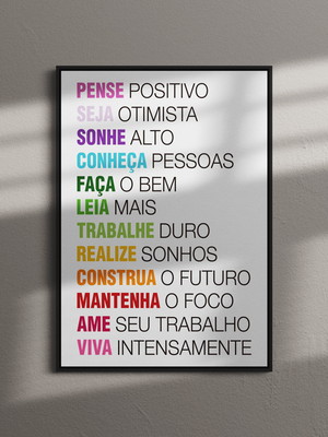 Quadro decorativo lettering frases motivacionais