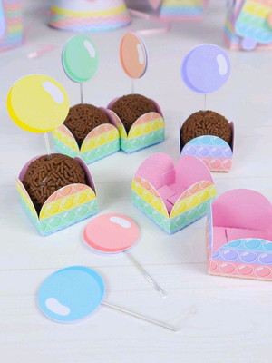 Forminha para doces com toppers pop it - candy colors
