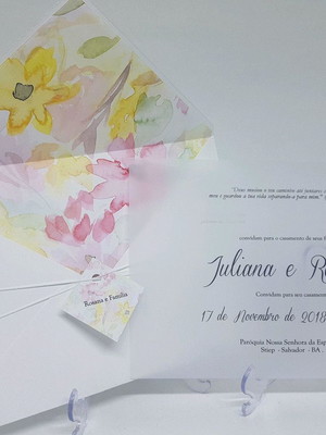 Convite de casamento aquarela vegetal