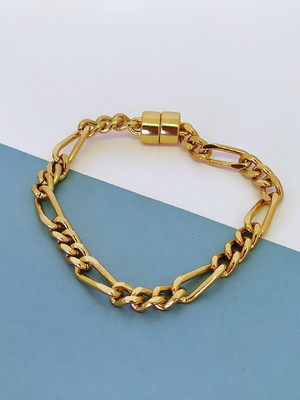 Pulseira em corrente com fecho magnético banho ouro
