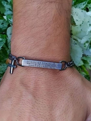 Pulseira em corrente pai nosso grafite