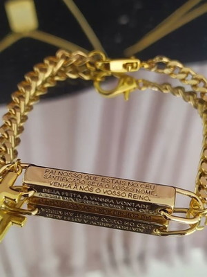 Pulseira em corrente pai nosso banhada