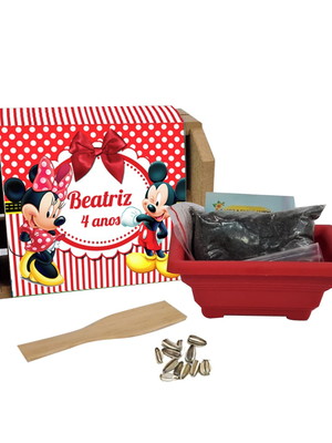 Lembrança caixote com cinta personalizada - minnie