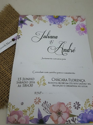 Convite de casamento rústico floral