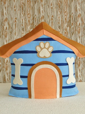 Enfeite mesa casa cachorro festa pet 3 feltro azul