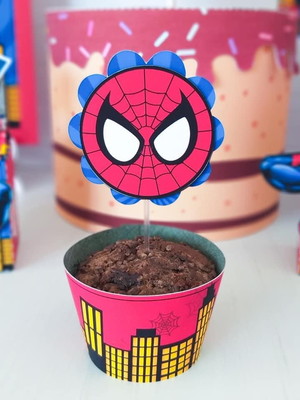 Saia e topper de cupcake homem aranha