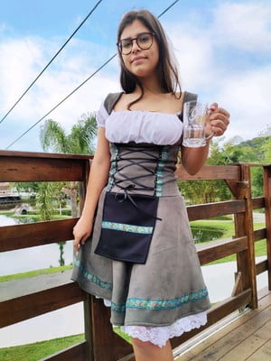 Vestido alemã suede verde frida oktoberfest