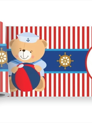 Adesivo infantil urso marinha mar kit faixa marinheiro m447