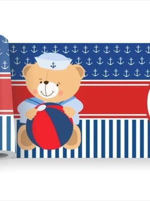 Adesivo infantil urso marinha mar kit faixa marinheiro m446
