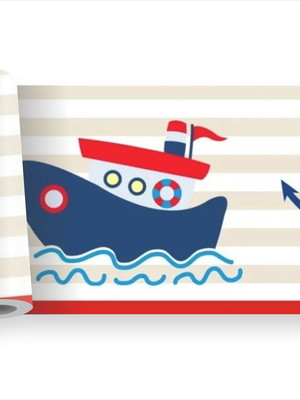Adesivo infantil barco navio mar kit faixa marinheiro m442
