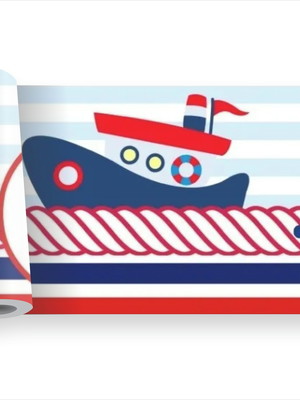 Adesivo infantil barco náutico mar kit faixa marinheiro m433