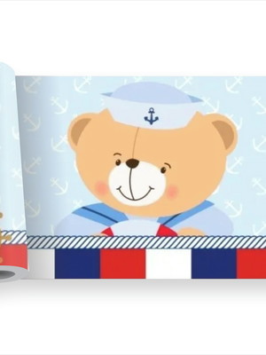 Adesivo infantil urso marinha leme kit faixa marinheiro m427