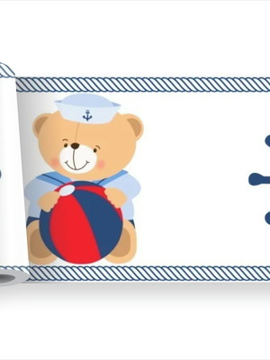 Adesivo infantil urso náutica mar kit faixa marinheiro m425