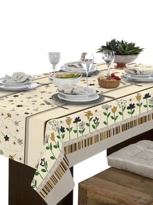 Toalha de mesa linhão 6 lugares retangular margaridas