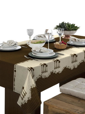 Toalha de mesa linhão 6 lugares retangular talheres