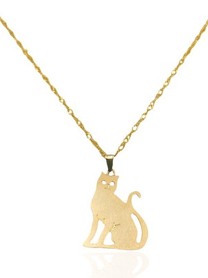 Colar pingente gato folheado