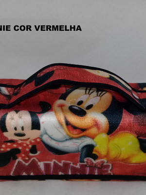 Estojo escolar minnie, necessaire com 4 divisórias