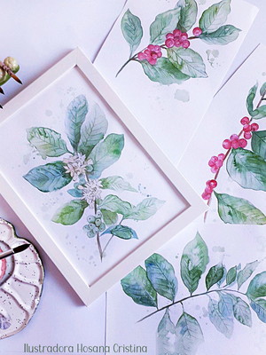Kit - pinturas em aquarelas - café a4