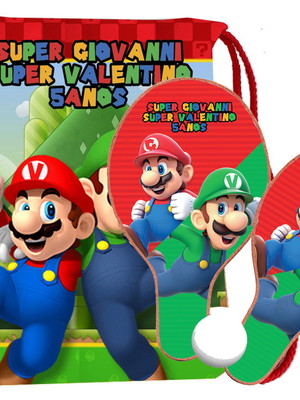 Kit mochila e raquete ping pong - super mario bros