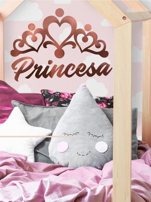 Adesivo coroa princesa rose gold gigante