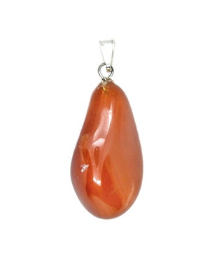 Pingente pedra natural rolada cornalina prateado