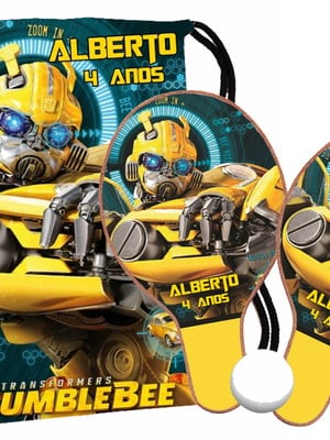 Kit mochila e raquete ping pong - transformers