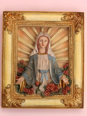Quadro grande em alto relevo nossa senhora das graças 25 cm