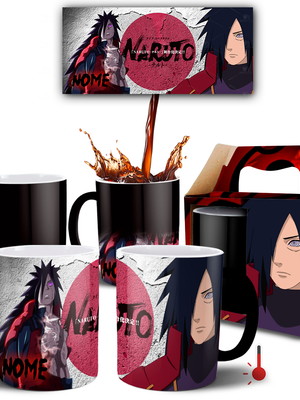 Caneca mágica uchiha madara com nome + caixinha
