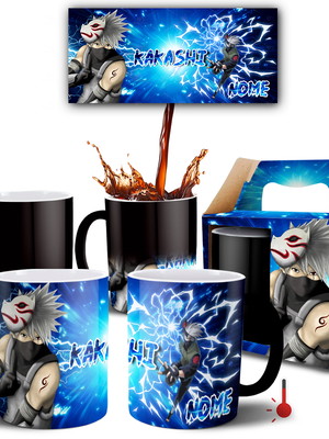 Caneca mágica kakashi com nome + caixinha