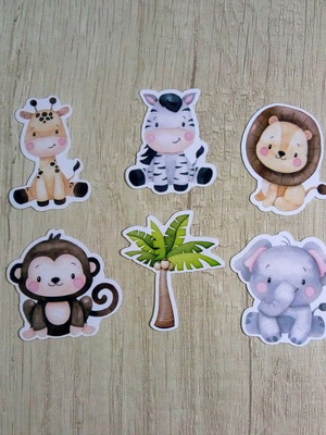 100 apliques tags recortes safari aquarela para decoração