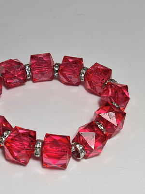 Pulseira de cristal rosa shock