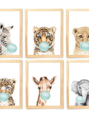 Quadro infantil safari balão verde decorativo quarto bebê