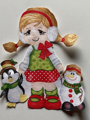 Patch aplique termocolante boneca pinguim e boneco neve