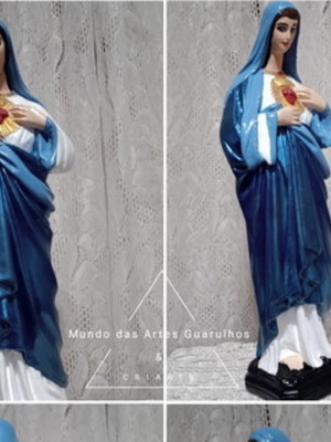 Nossa senhora do sagrado coração 40 cm em gesso pintado