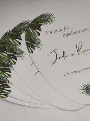 Ventarolas / leque personalizado folhagem frente e verso