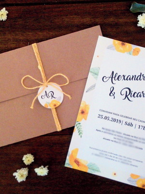 Convite casamento amarelo