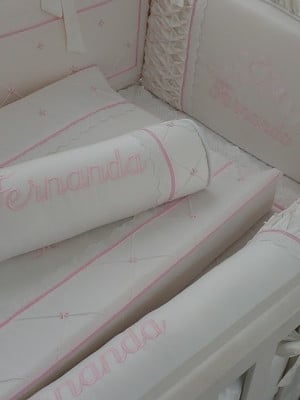 Kit berço branco e rosa básico