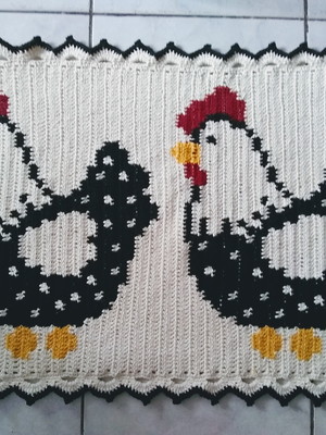Tapete de barbante decoração galinhas