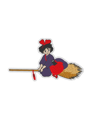 Patch bordado termocolante kiki e jiji na vassoura