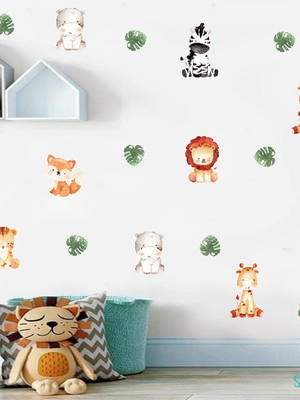 Adesivo de parede mini animais aquarelados