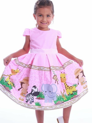 Vestido infantil safari rosa