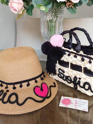 Kit bolsa de praia e chapéu infantil personalizado